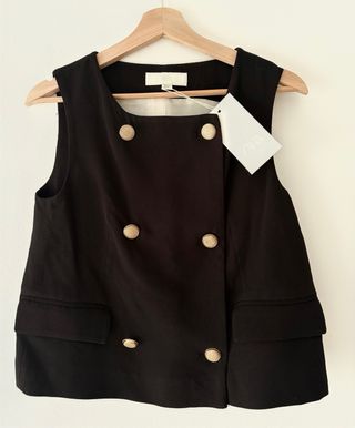 Chaleco Zara Negro con Botones Dorados NUEVO