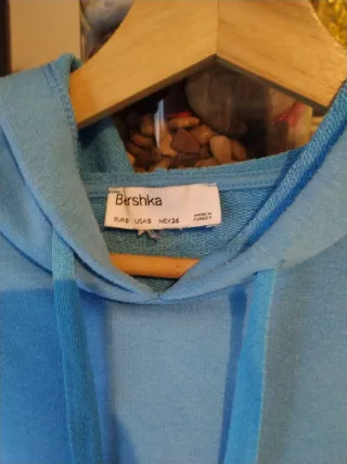 Sudadera mujer Bershka Crop Top S Capucha Azul