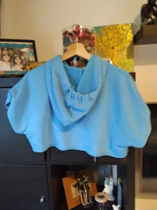 Sudadera mujer Bershka Crop Top S Capucha Azul