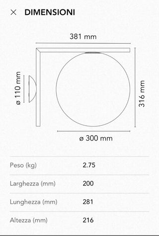 Lampada Flos IC C/W2 Ottone - solo montatura