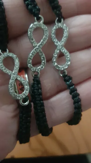 3 braccialetti infinito strass neri