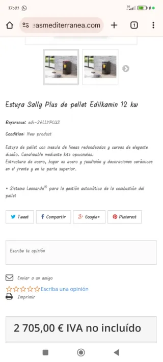 Estufa de pellets con canalización