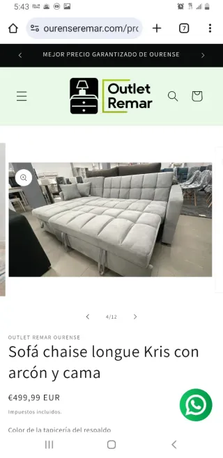 Sofá Chaise Longue Kris con Arcón y Cama