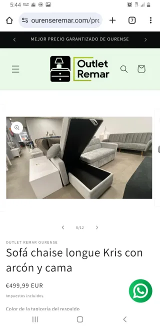 Sofá Chaise Longue Kris con Arcón y Cama