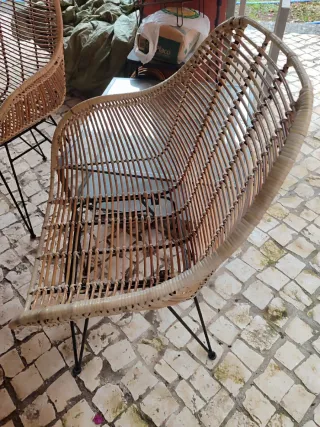 Silla de terraza ratán y cuero