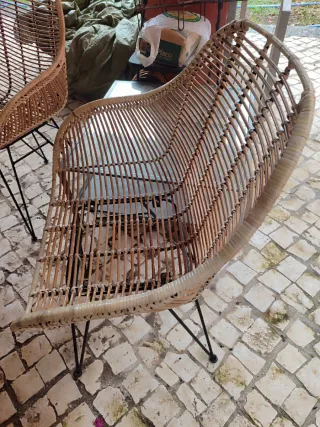 Silla de terraza ratán y cuero