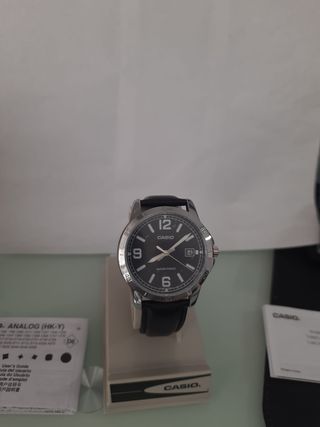 Orologio Casio Uomo Pelle Nero Argento