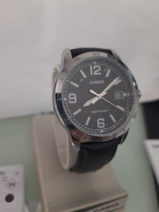 Orologio Casio Uomo Pelle Nero Argento