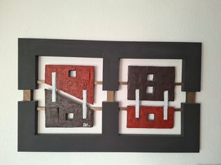 Cuadro Decorativo Pared Negro/Marrón/Rojo