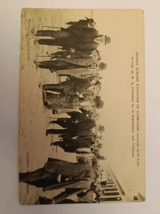 Cartolina d'epoca Grande Settimana Aviazione Champ