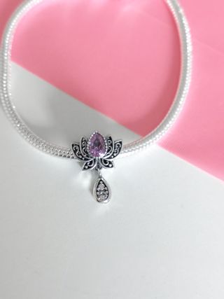 CHARM FLOR LOTO ROSA COLGANTE PARA PULSERA PANDORA