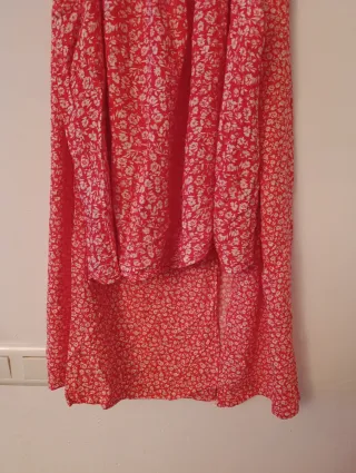 Conjunto floral mujer rojo y blanco