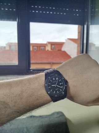 Seiko Mod Royal Oak Negro 42mm Nuevo