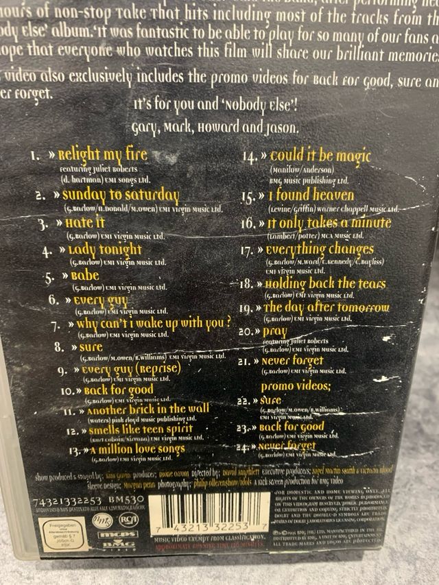 Cinta VHS Take That 1995 Nobody Else Movie vintage