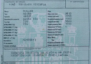 Caravana Aloha Sun Roller 460F. Año 1993.