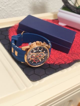 Reloj poedagar Hombre Azul y Dorado