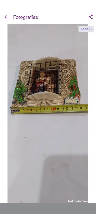 Antigua imagen Virgen María con Niño barro cocido