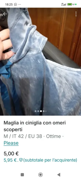 Maglia ciniglia con omeri scoperti