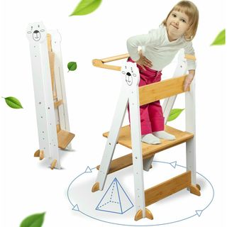 Torre didattica Montessori pieghevole in legno bianco