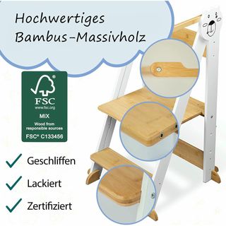 Torre didattica Montessori pieghevole in legno bianco