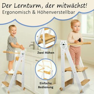 Torre didattica Montessori pieghevole in legno bianco