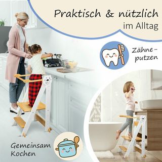 Torre didattica Montessori pieghevole in legno bianco