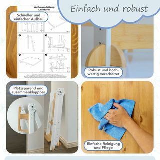 Torre didattica Montessori pieghevole in legno bianco