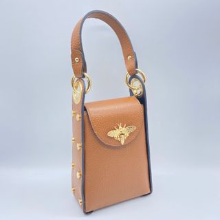 Bolso mini piel auténtica con abeja dorada 0304
