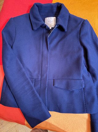 Chaqueta Zara Azul Marino Texturizada