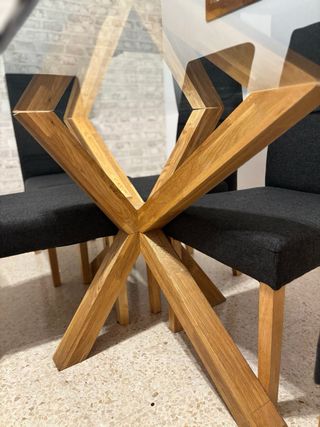 Mesa Comedor Cristal Roble Natural + 6 Sillas