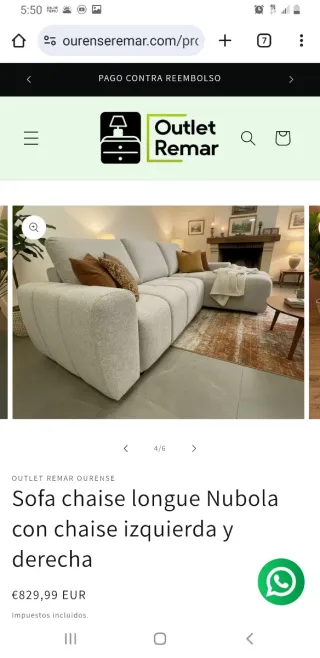 Sofá Chaise Longue Nubola Beige