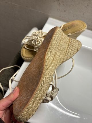 Sandalias MLC'S esparto cuña flores