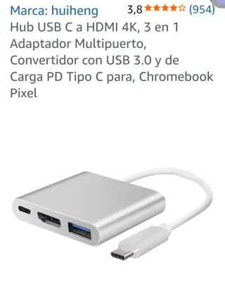 Adaptador USB-C a HDMI 4K 3 en 1