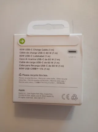 Cable Carga USB-C Apple 60W (1m)