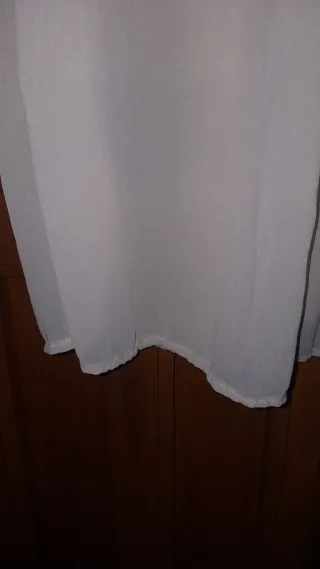 Vestido beige de encaje y gasa. Talla M/L