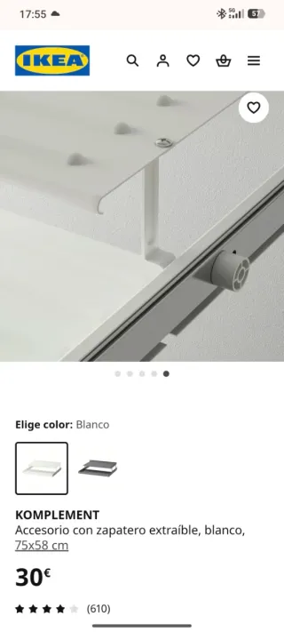 Zapatero extraíble IKEA KOMPLEMENT blanco