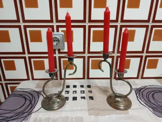 Pareja Candelabros Alpaca