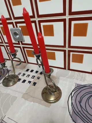 Pareja Candelabros Alpaca