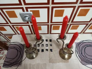 Pareja Candelabros Alpaca