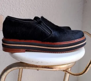 Mocasines piel pelo negro 40