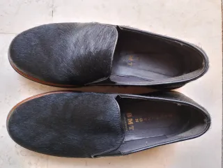 Mocasines piel pelo negro 40