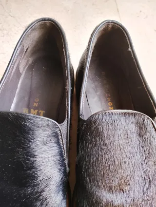 Mocasines piel pelo negro 40