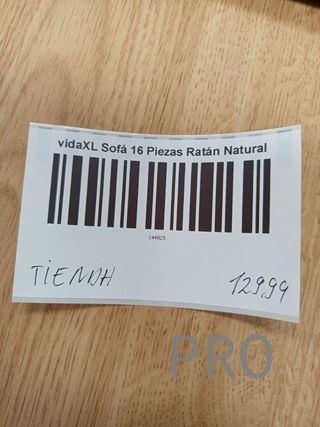 Sofá rinconero ratán con cojines