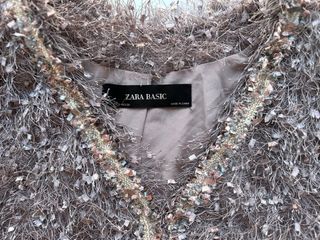 Chaqueta Zara flecos metalizados gris/lila