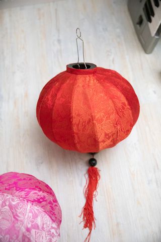 Coppia lanterne orientali in tessuto