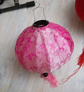 Coppia lanterne orientali in tessuto