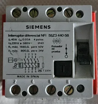 Interruptor Diferencial 4 polos NFI Siemens 40A