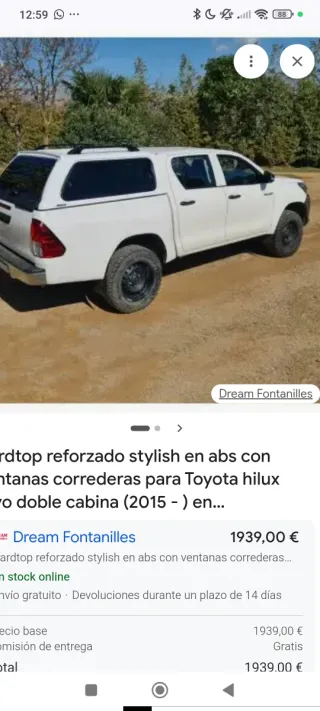 Vacas negras hard top Toyota hilux