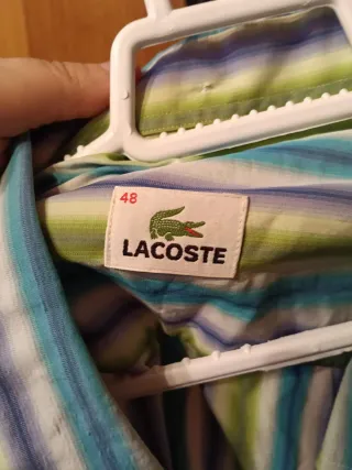 Camisa Lacoste Rayas Azul Verde Morado