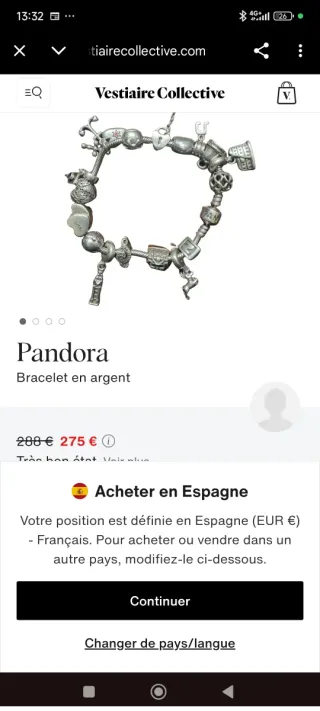 Pulsera estilo Pandora plata con charms